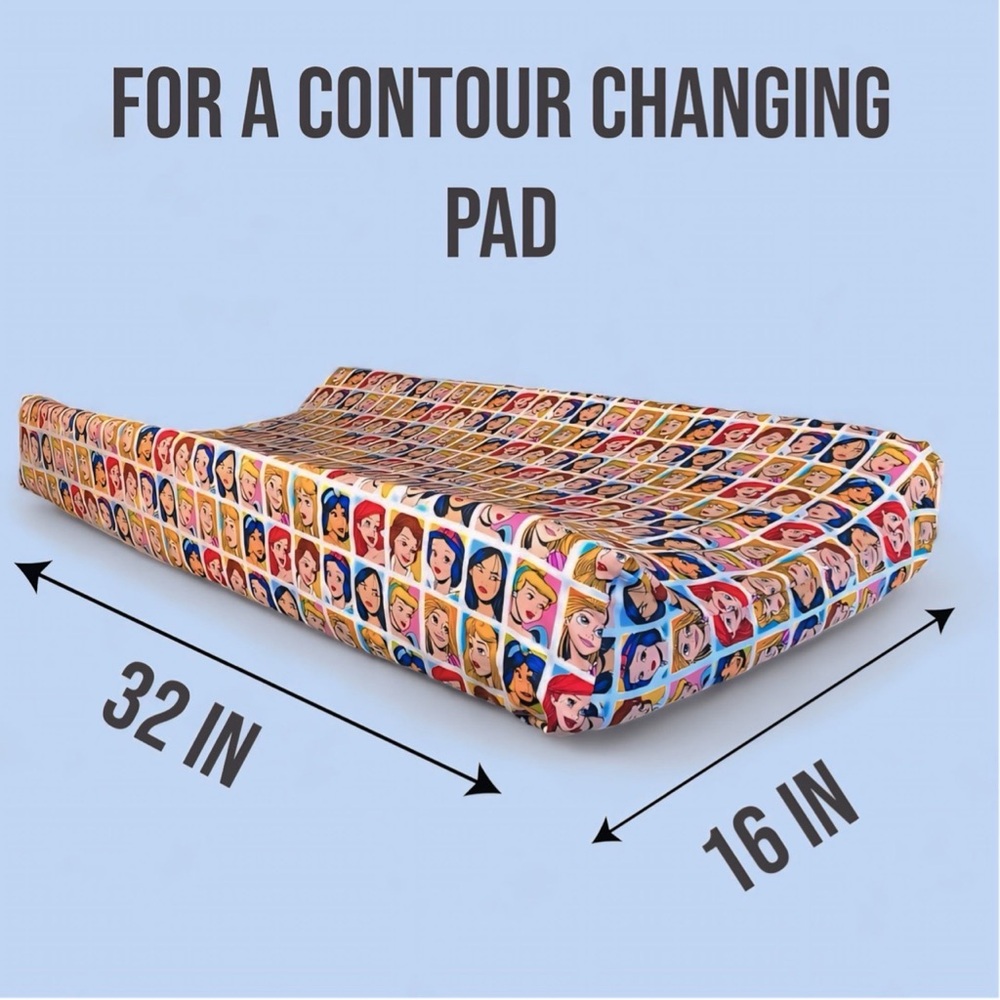 Handmade Disney Ultimate Princess Celebration Grid face Baby Changing Pad Cover.